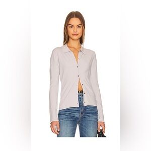 One Grey Day Amelia Knit Shirt in Silver xs